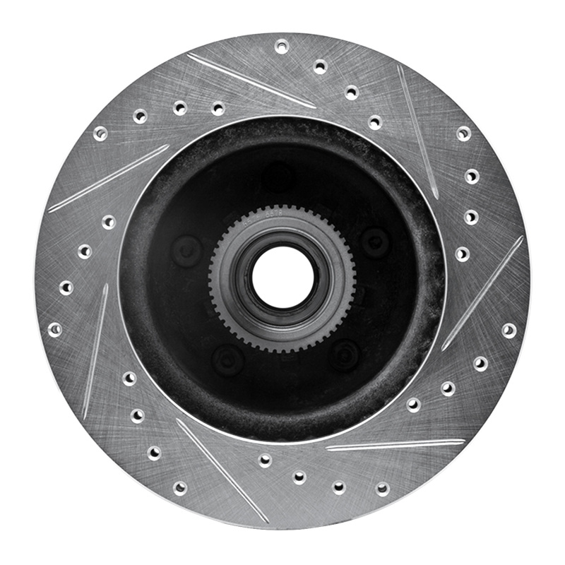 Chevrolet ASTRO Brake Rotor (1) - Front Left - R1 Concepts - Drilled & Slotted - Silver - `90-`02